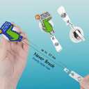 Funny Dinosaur 2p Badge Reel Cute T-Rex Pediatric Retractable ID Clip Badge Reel Holder Funny Cute Acrylic Badge Accessories for Unique Nurse Office Worker Teacher Students Woman Men