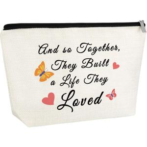 2 x Engaged Gifts Makeup Bag Engagement Gifts for Couples Romantic Wedding Gift for Mom Girlfriend Female Cosmetic Bag with Zipper Christmas Graduation Birthday Gifts for Her Toiletry Pouch