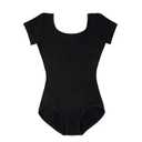 Capezio Girls Cotton Short Sleeve Athletic Leotards, Black, 6-8 US