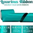 MEEDEE Teal Satin 3 Inch Ribbon Lux Double Faced Satin Ribbon Christmas By 10 Yards Green Ribbons Teal Ribbons for Christmas Tree Decoration, Weddings, Flower Bouquet, Bow Making