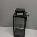 18" Black Metal Modern Candle Lantern  Decorative Hurricane Lantern for Indoor & Outdoor Use, Ideal for Table, Mantle, Porch, Halloween, Christmas, and Wedding Decor (No Glass Panel) (Large)