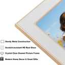 8x10 Double Picture Frame with White Enamel Finish, Gold Edge Metal Hinged Photo Frames, Real Glass Front Velvet Back, Display for Wall and Tabletop, Ideal for Wedding Couple Family Photos
