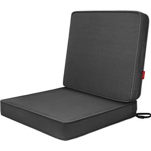 Pcinfuns Outdoor Deep Seat Cushions Set,22"x22"x3" Patio Cushion for Furniture, Removable Seat Bottom & Back Cushion Covers with Adjustable Straps for Chair,Sofa,Couch,Deep Grey