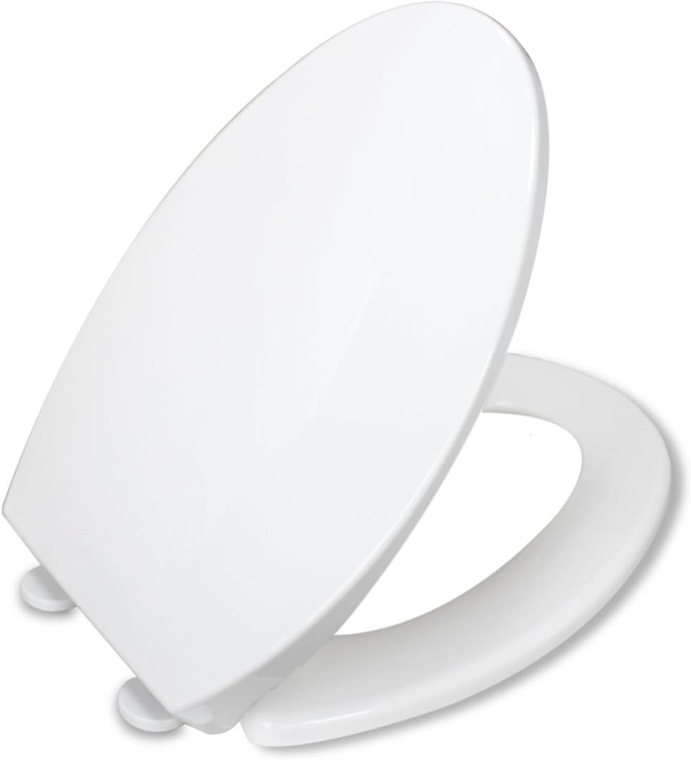 Slow Closing Toilet Seat Compatible with Toto Drake and Eco Drake Elongated Toilets Replaces Parts SS114, Non-slip Bumpers, Cotton White