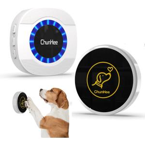 ChunHee Dog Door Bell, Smart Dog Doorbell for Potty Training to Go Outside, Dogs Bells for Doggie to Ring to Go Potty Train with Customized Ringtones Adjustable Volume, 1 Dog Button