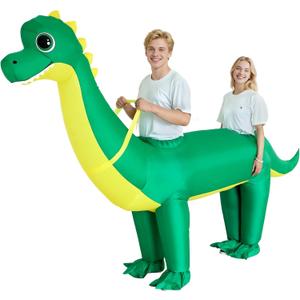 XYJKIDSES Inflatable Dinosaur Costume for Couples Halloween Costumes for Adults Funny 2025 New Inflatable Costume 2-Person Brachiosaurus Costumes Blow Up Costumes for Cosplay Party
