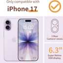 for iPhone 17 Case,[3 in 1] with Screen Protector & Camera Lens Protector, Flower Pattern Design,Clear Soft Shockproof Slim Floral Phone Cover for Women Girls 2025 6.3" (Lavender/Purple)