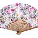 Salutto Hand Fan with Beautiful Fabric Printed (Big Flower)