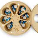 Wood Weekly Pill Organizer for Medicine Vitamin,Arthritis Friendly 7-Day Pill Box Medium Compartments Holder,Daily Portable Travel Pill Case with Velvet Bag