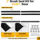 8 x 8 ft Garage Door Brush Seal Kit, 2-Inch Roll Up Door Weather Stripping with Aluminum Track, Heavy Duty Nylon Brush for Commercial Doors, Warehouses & Barns, Blocks Drafts, Dust & Pests
