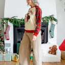 Disney family matching sweatshirt Stitch Mickey Spiderman print long sleeve winter Christmas mom dad kids loose fit red (Red, L)