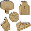Basketball Cookie Cutter Set of 5 - Sports Shapes & Stamp, Jersey & Sneaker Cookie Cutters