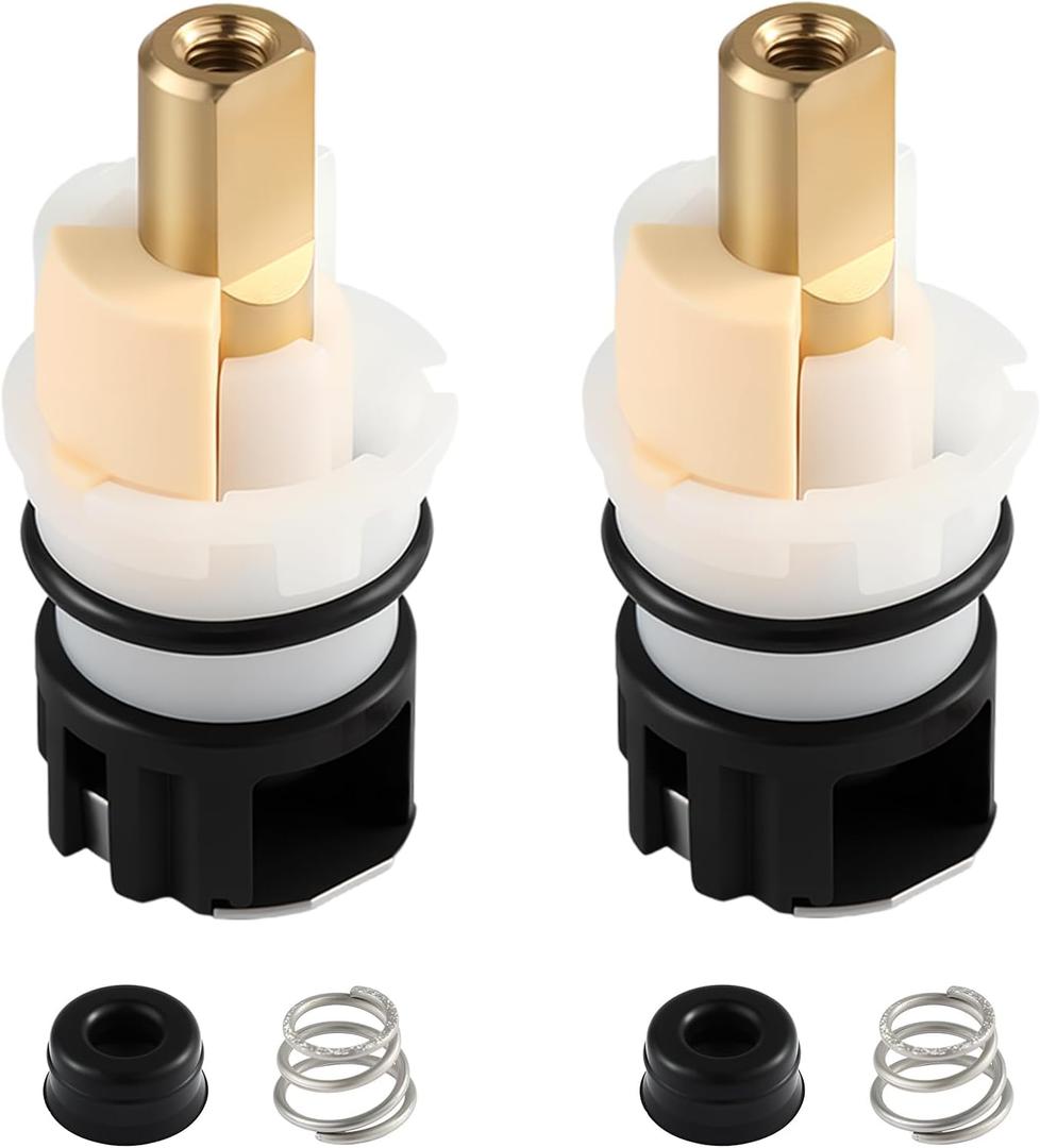 2 Pack RP25513 Faucet Stem Replacement, Compatible with Delta Two Handle Faucet and RP24096 Faucet Cartridge Repair Kit, with RP24097 Turn Stop 1/4 and 2  RP4993 Seat and Spring (2)