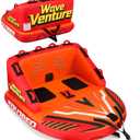 Towable Tubes for Boating - 2 & 3 Person Inflatable Boat Tube with Dual Tow Points, Speed Safety Valve, Heavy Duty Nylon Cover, EVA Foam Pads for Lake & River Water Sports