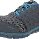 Reebok Work Women's RB044 Sublite Cushion Athletic Work Shoe Blue and Grey Alloy Toe Safety (11.5)