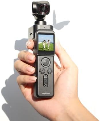 Feiyu Pocket 3 Cordless Detachable 3-Axis Gimbal Camera with Zoom - 1/2.3" CMOS,130°FOV,4K 60FPS,AI Tracking, Portable Camera Stabilizer for Video Recording,Extreme Sport/Riding/Car/Travel