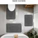 YIHOUSE Bathroom Rugs Sets 3 Piece, Towel-Like Soft Absorbent Thick High Density Memory Foam Bath Mat Set, Non-Slip Machine Washable Bath Rugs for Bathroom, Tub & Shower, Dark Grey