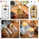 4 Pcs Glass Cups with Lids and Straws with Design Graduation Clear 16 oz Drinking Set Glass Tumbler Cute Design Iced Coffee Cups for Congrats Grad Party Gifts (EXP 05/27/26)