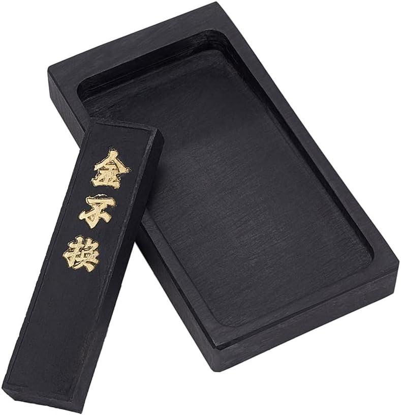 PH PandaHall Chinese Calligraphy Inkstone with Ink Stick Traditional Chinese Ink Stones Sumi Drawing Ink Dish Ink Well Ink Tray for Chinese New Year Couplets Traditional Calligraphy Practice Painting