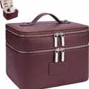 Makeup Case, Large Capacity Leather Makeup Bag for Women,Large Capacity Waterproof Double Leather Cosmetic Case,Removable Compartment Travel Organizer