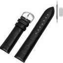 EACHE Croco Design Leather Watch Bands, Classical Leather Watch Straps For Women&Mens Waterproof 12mm 14mm 16mm 18mm 19mm 20mm 22mm (Black-Silver Buckle)