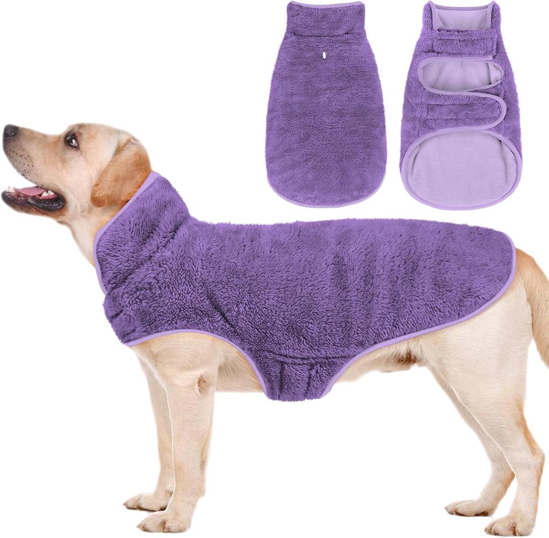 Malier Dog Winter Coat, Reversible Fleece Dog Cold Weather Coats, Windproof Warm Snow Puppy Jacket Vest Pet Clothes for Small Medium Large Dogs (Purple, Small)