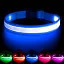 Vizpet LED Dog Collar, Light Up Dog Collar Adjustable USB Rechargeable Super Bright Safety Light Glowing Collars for Dogs(Medium,Blue) (Medium 14.96-19.68 inch)