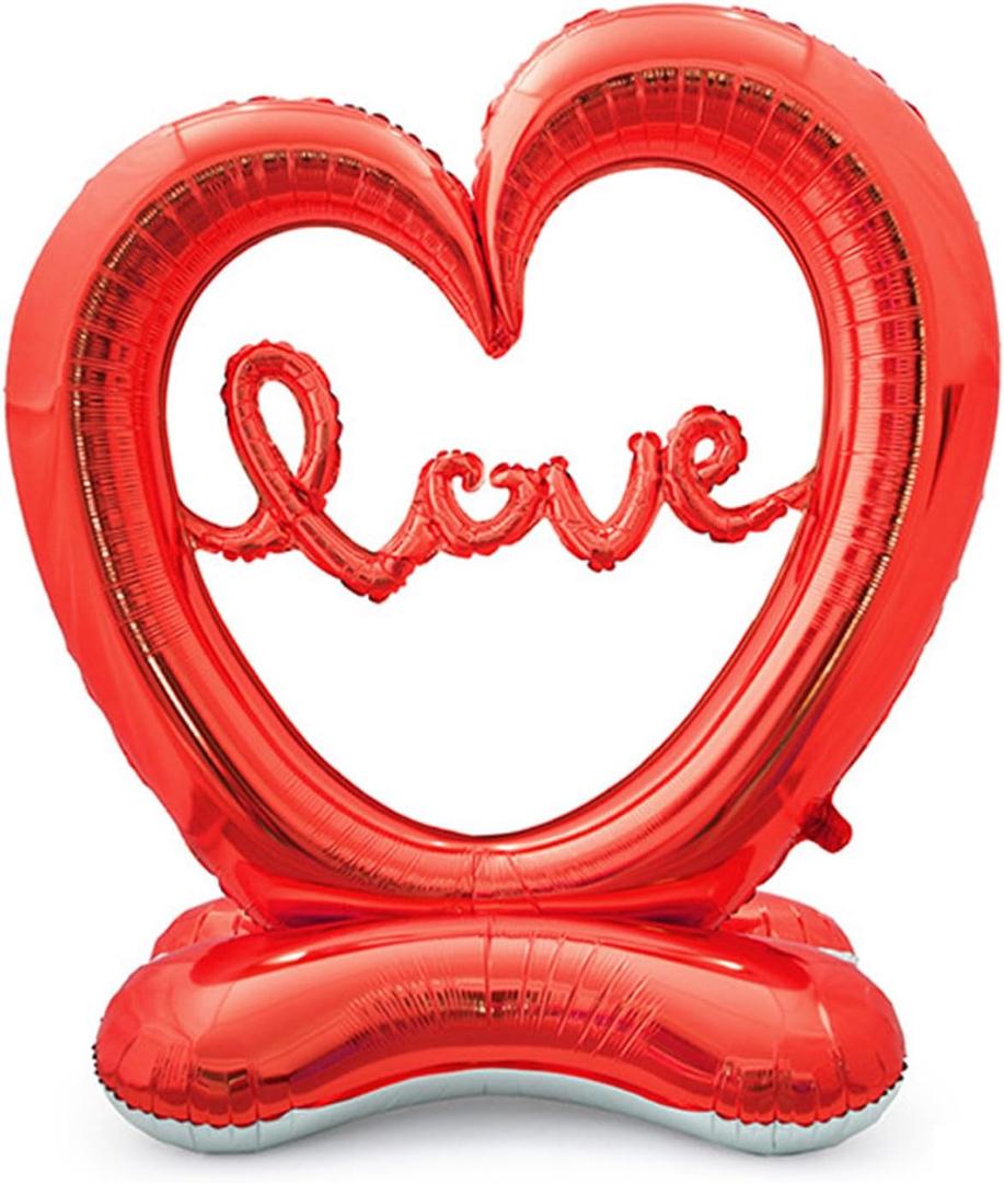 Heart Balloons, 1Pcs 58In x 50In Large Red Heart Love Standing Balloons for Birthday Wedding Valentines Day Decorations Decor Galentines Day Decorations