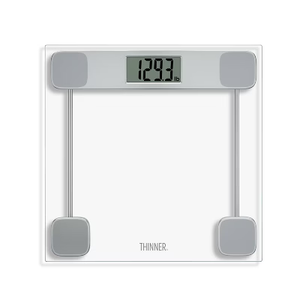 Thinner by Conair Scale for Body Weight, Digital Bathroom Scale in Clear Tempered Glass
