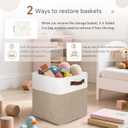 Cube Storage Baskets 6 Pack, 11x11 inch Cube Storage Bins with Leather Handles for Shelf Closet (White/ Khaki)