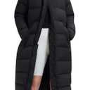 Women's 800FP Long Down Puffer Coat with Cinched Waist, Water-Resistant Winter Jacket with Removable Hood for Outdoor,M