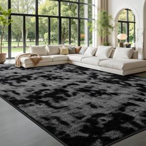 Large Area Rugs for Living Room Bedroom, 5 x 8 Ft Non-Slip Tie-Dyed Modern Area Rug, Soft Thickened Memory Foam Rug, Minimalist Indoor Carpet for Boys Girls Room Nursery Dorm Home Decor, Dark Grey