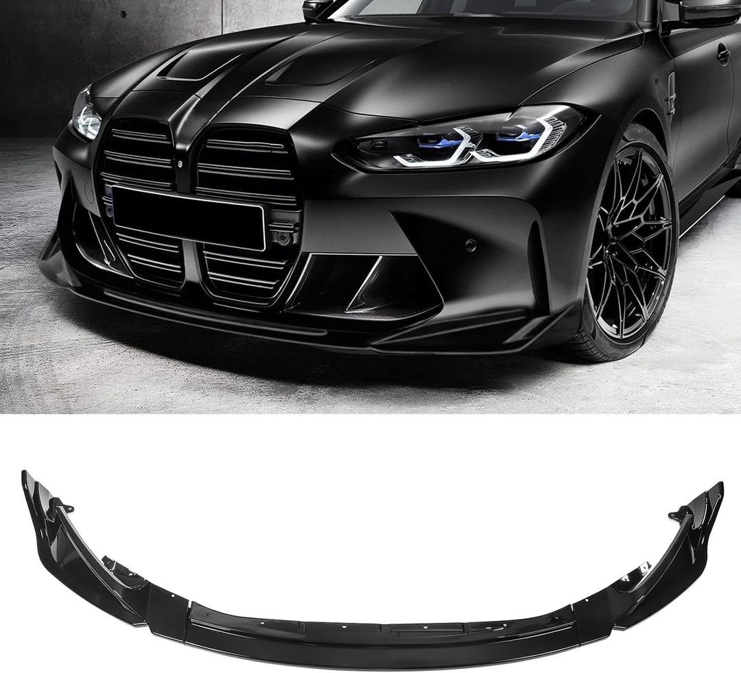 Front Bumper Lip Compatible with BMW G80 M3 G82 M4 2021-2026 Gloss Black Front Splitter