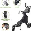 FLAGTAG Golf Push Cart 3 Wheel with 360 Swivel Front Wheel,Lightweight and Foldable Walking Golf CartOne-Click Foldable,with Foot Brake