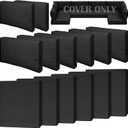 14 Piece Outdoor Patio Waterproof Cushion Covers, Fits 6-Seat Wicker Rattan Sectional Couch Chair Furniture Cover Replacement Set - Fade-Resistant Patio Cushion Covers with Zipper (Black)