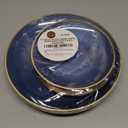 PLASTICPRO 32 Pieces Crystal Design Plastic Plates Combo Pack 7 inch and 10 inch Gold Rim Elegant Disposable Plates, Transparent Blue