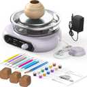 Alldeer Mini Pottery Wheel Kit - 4.7" Turntable Electric Clay Wheel with Foot Pedal, Adjustable Speed Ceramic Making Machine with 8 Pottery Shaping Tools, Craft Kits for Kids (purple)
