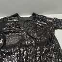 Womens Long Sleeve Sparkly Sequin Mini Dress Backless Bow Tie Short Dress Loose Fit Party Cocktail Glitter Dresses (Medium, Black)