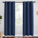NICETOWN Blackout Draperies Curtains, Navy, 1 Pair, 42 x 78 inches, All Season Thermal Insulated Solid Grommet Top Blackout Curtains/Drapes for Kid's Room
