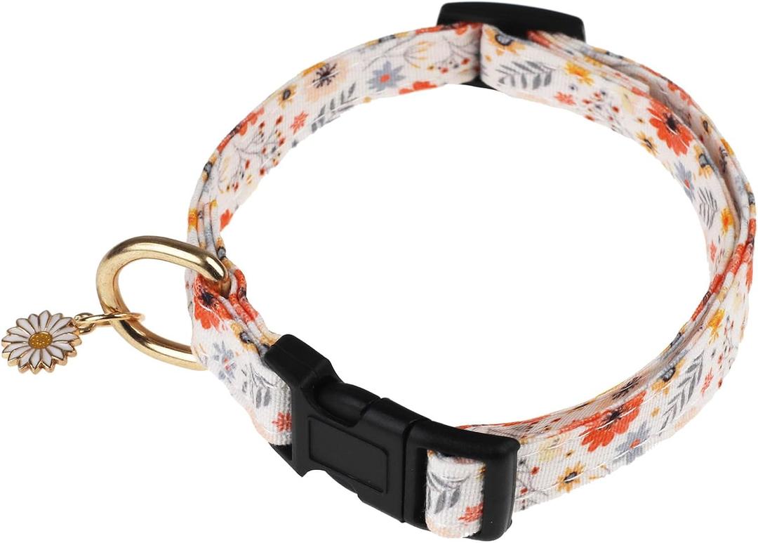 Pink Dog Collar with Flower Cute Girl Dog Collars for Medium Dogs Cats Adjustable Dog Collar for Female Floral Pet Collar for Small Medium Large Dogs (Pink, M)