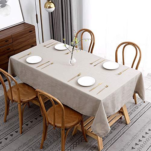 maxmill Flaxy Faux Linen Tablecloth with 2-Tone Slubby Texture Wrinkle Free Anti-Shrink Soft Table Cloth for Kitchen Dining Tabletop for Outdoor and Indoor Use Rectangle 60 x 84 Inch Natural