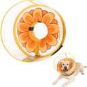 Inflatable Dog Cone Collar with Enhanced Anti-Licking, Soft Neck Donut for Dogs Cats, Recovery Pet Cone Collar After Surgery for Large Medium Small Dogs (Yellow Flower, Medium)