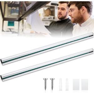 Irenare 2 Pcs Ticket Holder for Restaurants 36/48/60" Ticket Check Rack Order Holder Rail Display Slide Rack for Commercial Kitchens Cafes Pubs Bars Display Paintings Posters Charts (36 Inch,Silver)