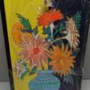 Yidepot Yellow Black Flowers Wall Decor - Vase Flower Boho Vintage Flower Pictures Fake Black Frame Colorful Art Work for Bedroom Walls 12"x16" Fake frame