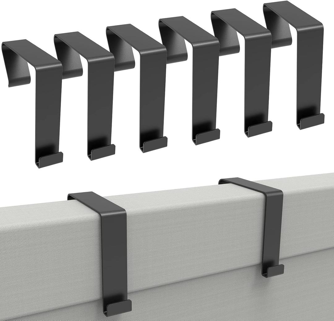 KOPKIO 6 Pcs Office Cubicle Hangers Over The Door Hook, Cubicle Walls Hooks Universal Panel Partition Metal Hooks for Hanging File Bins, Keys, Whiteboard