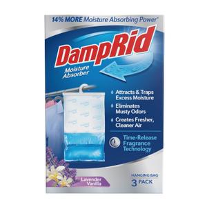DampRid Lavender Vanilla Hanging Moisture Absorber, 16 oz., 3 Pack - Eliminates Musty Odors for Fresher, Cleaner Air, Ideal Moisture Absorbers for Closet, Blue, Small