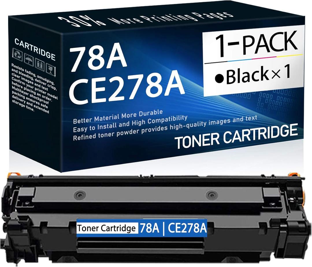1 Pack Black Compatible 78A | CE278A Toner Cartridge Replacement for HP Laserjet Pro P1606dn P1560 M1537dnf P1566 M1536dnf P1606 M1538dnf M1530 MFP Printer Toner Cartridge.