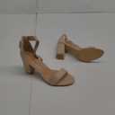 Allegra K Women's Open Toe High Chunky Heel Buckle Ankle Strap Sandals (7, Beige)