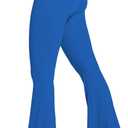 Sunzel Womens Flare Leggings No Front Seam Flare Yoga Pants with Tummy Control Crossover High Waist - 32" (Small, Classic Blue)