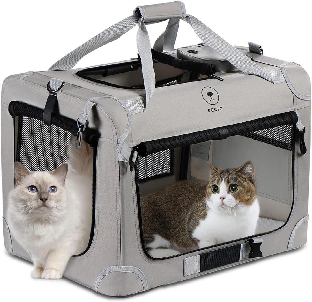 PEGIC Extra Large Cat Carrier for 2 Cats, Portable Soft Sided Large Pet Carrier for Traveling, Indoor and Outdoor Uses, 24"16"16" (X-Large)